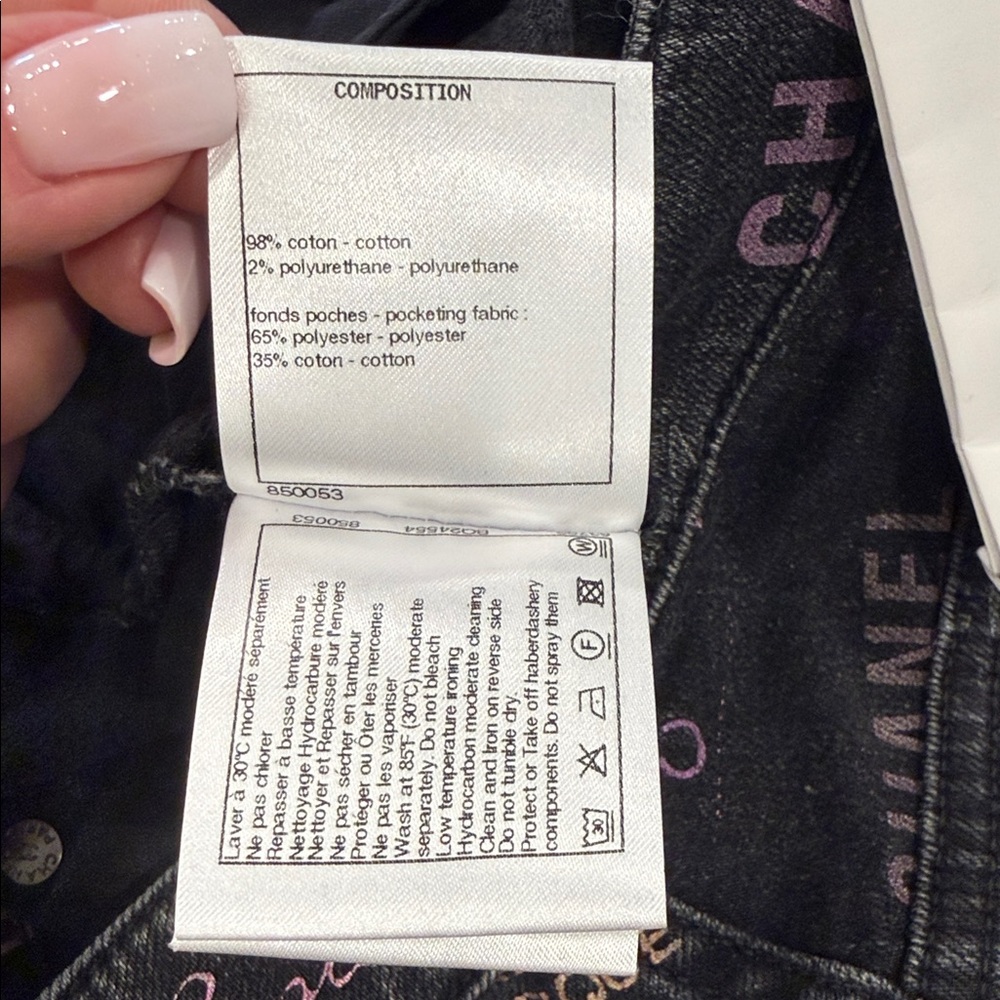 Chanel Logo Print Jeans Black Multicolor Denim NWT Size 38 FR / US 6 - Picture 9 of 12